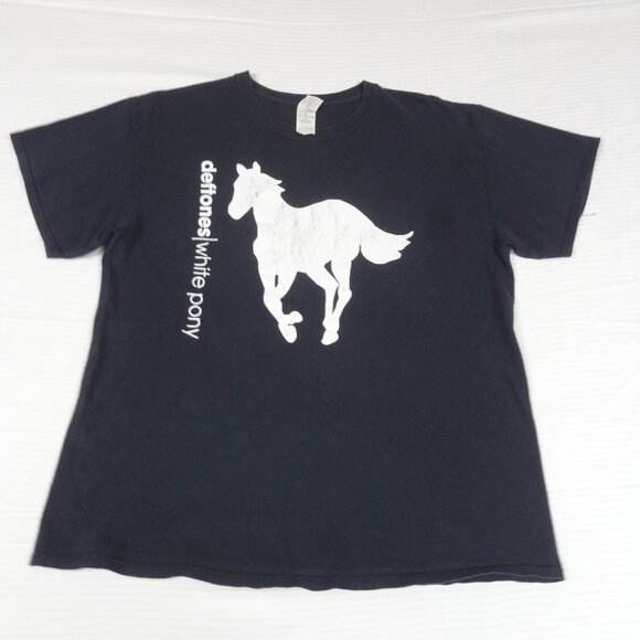 VINTAGE DEFTONES WHITE PONY (CRACKED LOGO) BLACK LARGE T-SHIRT L217 - Picture 2 of 4